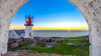 Lindesnes Lighthouse, Norway - North sea, sky, house, scandinavia, landscape, colors, sunset HD wallpaper