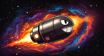 Bullet Bill: A Stunning Ultra Adventure, Bullet Bill, space, cartoon, rocket, galaxy HD wallpaper