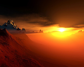 Mountain, Sun, Artistic, Landscape HD wallpaper
