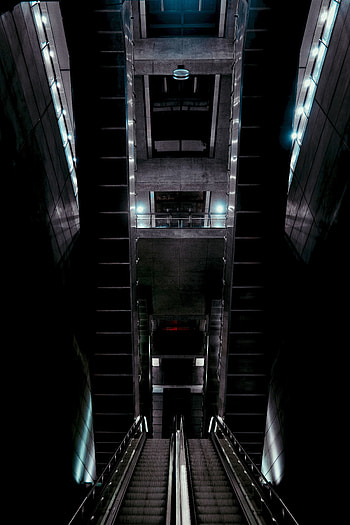 Dark, Design, Backlight, Illumination, Ladder, Stairs, Premises, Room, Escalator HD phone wallpaper