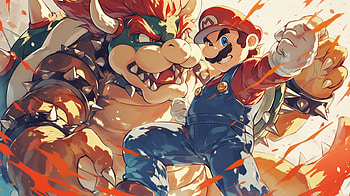 Epic Mario vs Bowser, Mario, Bowser, video game, cartoon, animation HD wallpaper