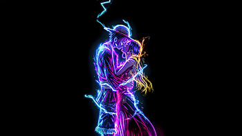 Monkey D Luffy In Love With Boa Hancock, one-piece, monkey-d-luffy, boa-hancock, tv-shows, anime, dark, black, artwork, artist, digital-art, ai HD wallpaper