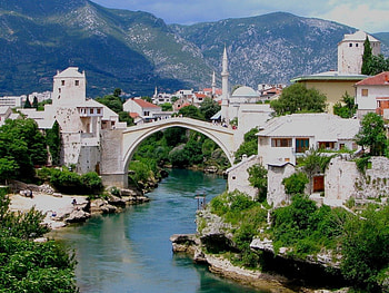 Bridge-Houses., bridge, mostar-bosnia-and-hercegowina, houses HD wallpaper