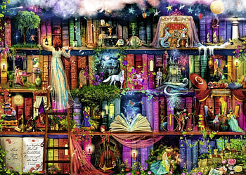 Fantasy book shelf, fairy, aimee stewart, shelves, fantasy, texture, luminos, book shelf HD wallpaper