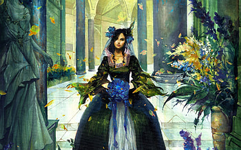 Fantasy, Leaves, Lock, Sadness, Girl, Sorrow, Dress HD wallpaper