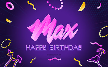 Happy Birtay Max, , Purple Party Background, Max, creative art, Happy Max birtay, Lauren name, Max Birtay, Birtay Party Background HD wallpaper