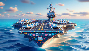 Aircraft Carrier, aircraft carrier, ocean, military, colorful design, jet fighter HD wallpaper