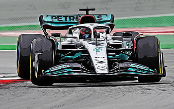 Mercedes W13, vector art, George Russell, 2022 F1 cars, Formula 1, George Russell drawing, Mercedes-AMG Petronas F1 Team, new W13, F1, Mercedes-AMG Petronas F1 Team 2022, F1 cars, George Russell Mercedes W13 HD wallpaper