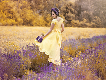 Endless Summer, women, field, lavender, beauty HD wallpaper