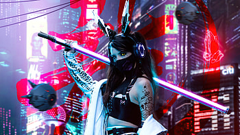 Night Warrior Scifi Cyberpunk , scifi, cyberpunk, artist, artwork, digital-art, artstation, sword HD wallpaper