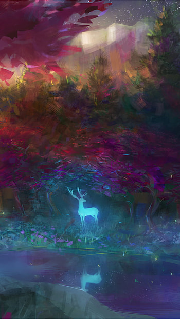 Forest Spirit, fantasy, forest, deer HD phone wallpaper
