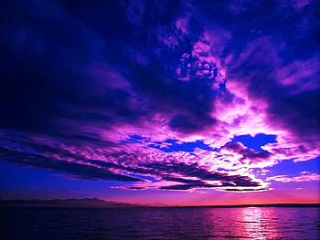 Orchid sky, pink, reflection, clouds, sky, orchid, water HD wallpaper