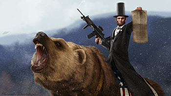 Abraham Lincoln riding the infamous anti-slavery bear HD wallpaper