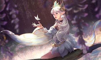 Fantasy girl, fantasy, art, frumusete, butterfly, yujeea, girl HD wallpaper