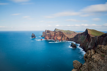Landscape, blue sea, sky, coast HD wallpaper
