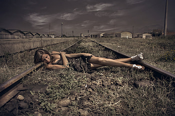 So Lonely, sad, beautiful, train, woman HD wallpaper