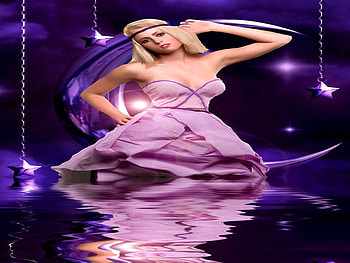 PURPLE LADY, purple, stars, moon, woman HD wallpaper