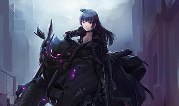 Biker, Yoshiko Tsushima with guns, anime, art HD wallpaper