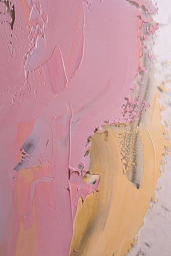 Dynamic abstract painting featuring bold pink and gold textures for creative inspiration. HD phone wallpaper