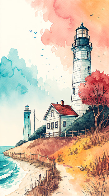 lighthouse, ocean, landscape HD phone wallpaper