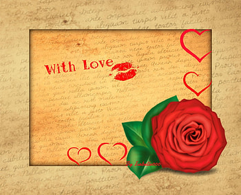With LOVE , words, rose, flower, love, hearts HD wallpaper