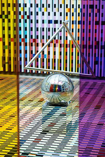 Miscellanea, Miscellaneous, Ball, Metal, Cube, Triangle, Installation HD phone wallpaper