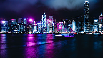 Cities, Skyscraper, Building, Night City, Neon, Glow HD wallpaper