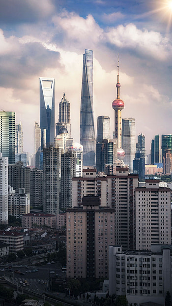 Shanghai Skyline, City aesthetic, Modern metropolis, Architectural marvels HD phone wallpaper