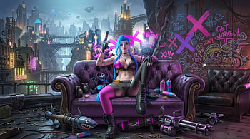 Jinx Every Bullet Has A Purpose, jinx-league-of-legends, league-of-legends, artwork, art, digital-art, games, video-games HD wallpaper
