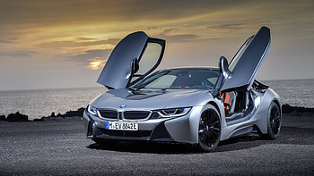 Bmw i8, supercar, open door HD wallpaper