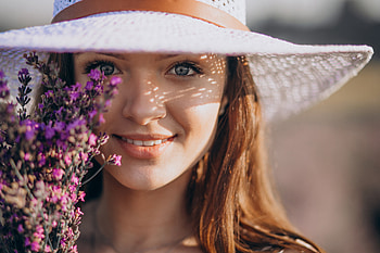 Radiant Model with Lavender – Stunning, woman, model HD wallpaper