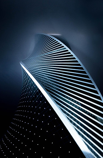 Architecture, Building, Dark, Fog, Facade, Spiral HD phone wallpaper