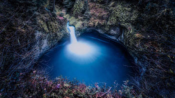 Waterfall, Water, sky, nature, fall HD wallpaper