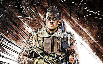 Talon, grunge art, Call of Duty, soldiers, Call Of Duty characters, Call of Duty Modern Warfare, brown abstract rays, Talon Call Of Duty, Warcom operator HD wallpaper