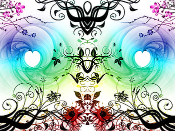 Trippy hearts, balloons, hearts, stars, horseshoes, clovers HD wallpaper