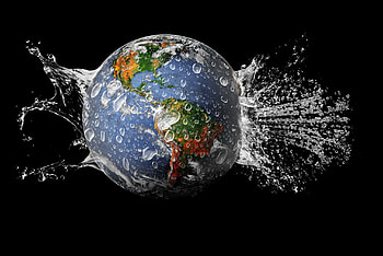 Earth splash, blue, earth, black, planet, splash, funny, water HD wallpaper