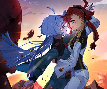 Miorine Rembran & Suletta Mercury, Suletta Mercury, Miorine Rembran, Anime, Mobile Suit Gundam: The Witch from Mercury HD wallpaper