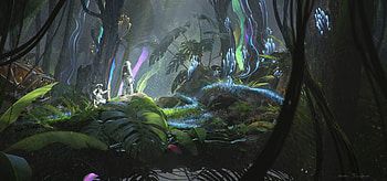 Jungle mission, Sci Fi, jungle, fantasy, exploration, bioluminescence HD wallpaper