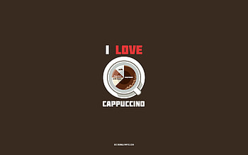 Cappuccino recipe, , cup with Cappuccino ingredients, I love Cappuccino Coffee, brown background, Cappuccino Coffee, coffee recipes, Cappuccino ingredients, Cappuccino HD wallpaper