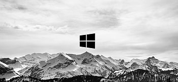 Snow Mountains Windows Logo , windows, microsoft, logo, computer, nature, mountains, snow, winter, monochrome, black-and-white HD wallpaper