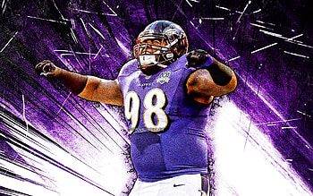 Brandon Williams, grunge art, placekicker, Baltimore Ravens, american football, NFL, violet abstract rays, Brandon Williams Baltimore Ravens, Brandon Williams 4 HD wallpaper