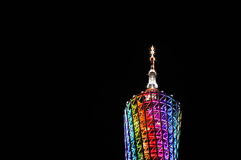 Architecture, Building, Miscellanea, Miscellaneous, Multicolored, Motley, Backlight, Illumination, Tower HD wallpaper