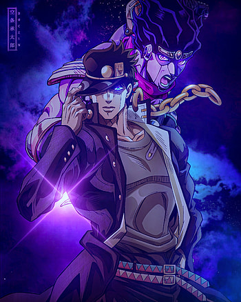 Jotaro Kujo, jojobizzareadventures, art, animeart, cartoon, animes, jojo, glow, anime HD phone wallpaper