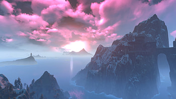 Mountains, The witcher 3: wild hunt, clouds, game HD wallpaper
