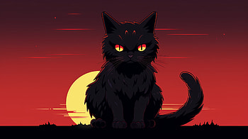 Majestic Black Cat - Sunset Silhouette, Black Cat, Animal, cat HD wallpaper