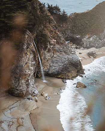 Nature, Sea, Beach, Rocks, Coast, Waterfall HD phone wallpaper