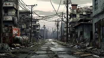 Apocalyptic Cityscape, city, Sci Fi, apocalyptic, sci fi city HD wallpaper