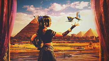 Egypt, Egyptian, Arabic, Fantasy, Bird, Dancer, Desert, Nile, Oriental, Pyramid HD wallpaper