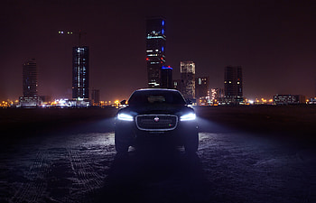 Jaguar, Cars, Lights, Suv, Night City, Headlights, Jaguar F-Pace, Luxurious HD wallpaper