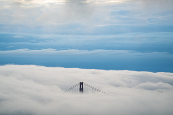 Aerial View Of Bridge Under Clouds , aerial, bridge, clouds HD wallpaper